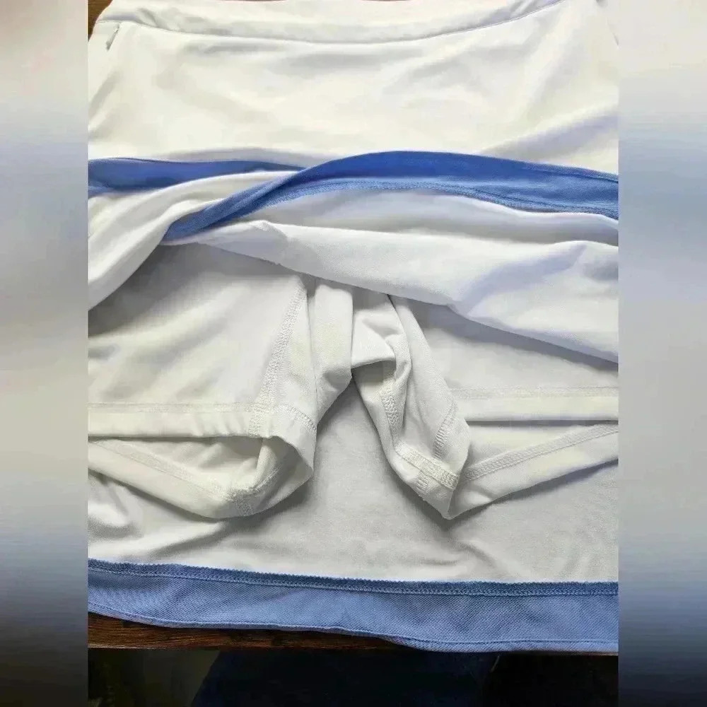 Peter Millar Women's White Blue Golf Laura Wrap Skort Pockets Pickle Ball Tennis - Picture 9 of 12